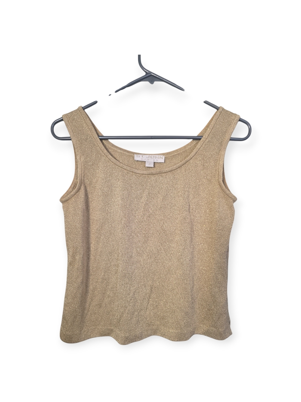 Women's St.John Basics gold metallic tank top, size P (small)